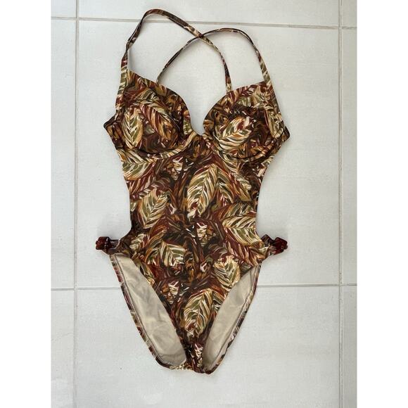 Victoria's Secret 10C One Piece Swimsuit Monokini X Back Print Swimwear 10C - Picture 1 of 13